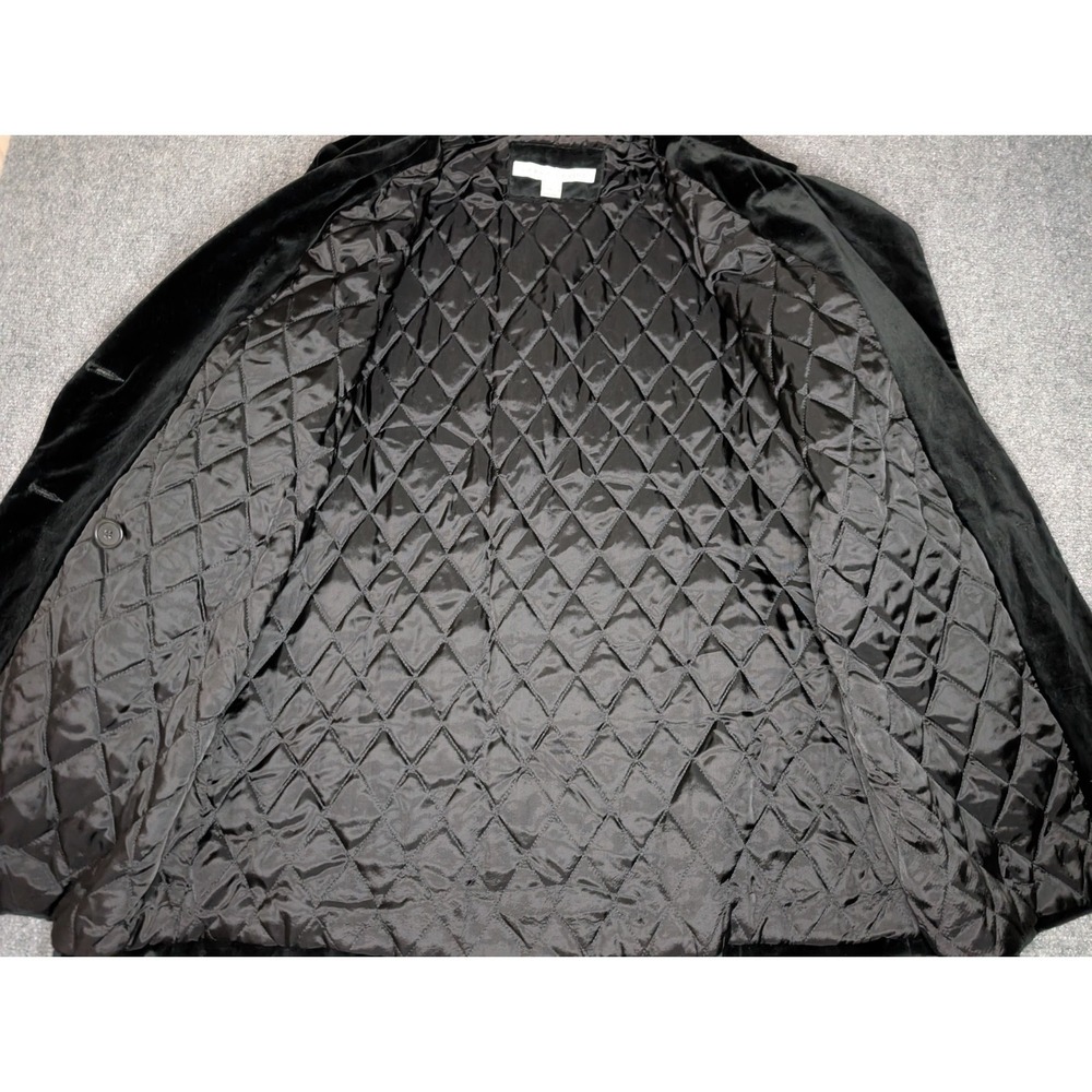 Vintage Larry Levine Black Velvet Double Breasted Trench Coat Women's Large - Picture 11 of 12